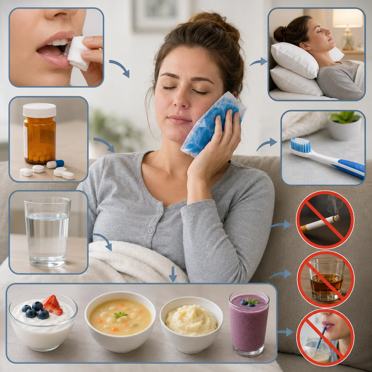 Surgical recovery infographic for oral surgery patient education
