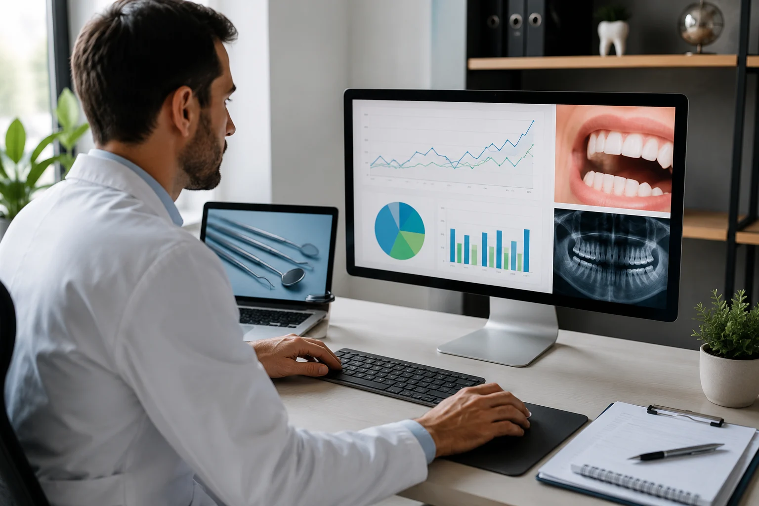Workspace showing dental SEO strategy execution